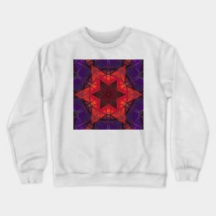 Mosaic Kaleidoscope Flower Purple Orange and Red Crewneck Sweatshirt